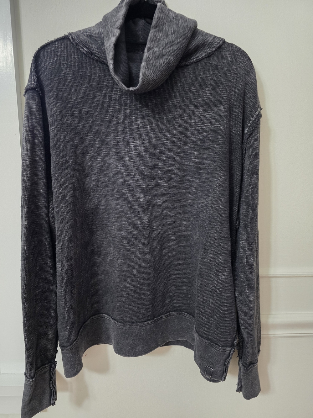 Free People We The Free Washed Black Cowl Neck Oversized Sweatshirt